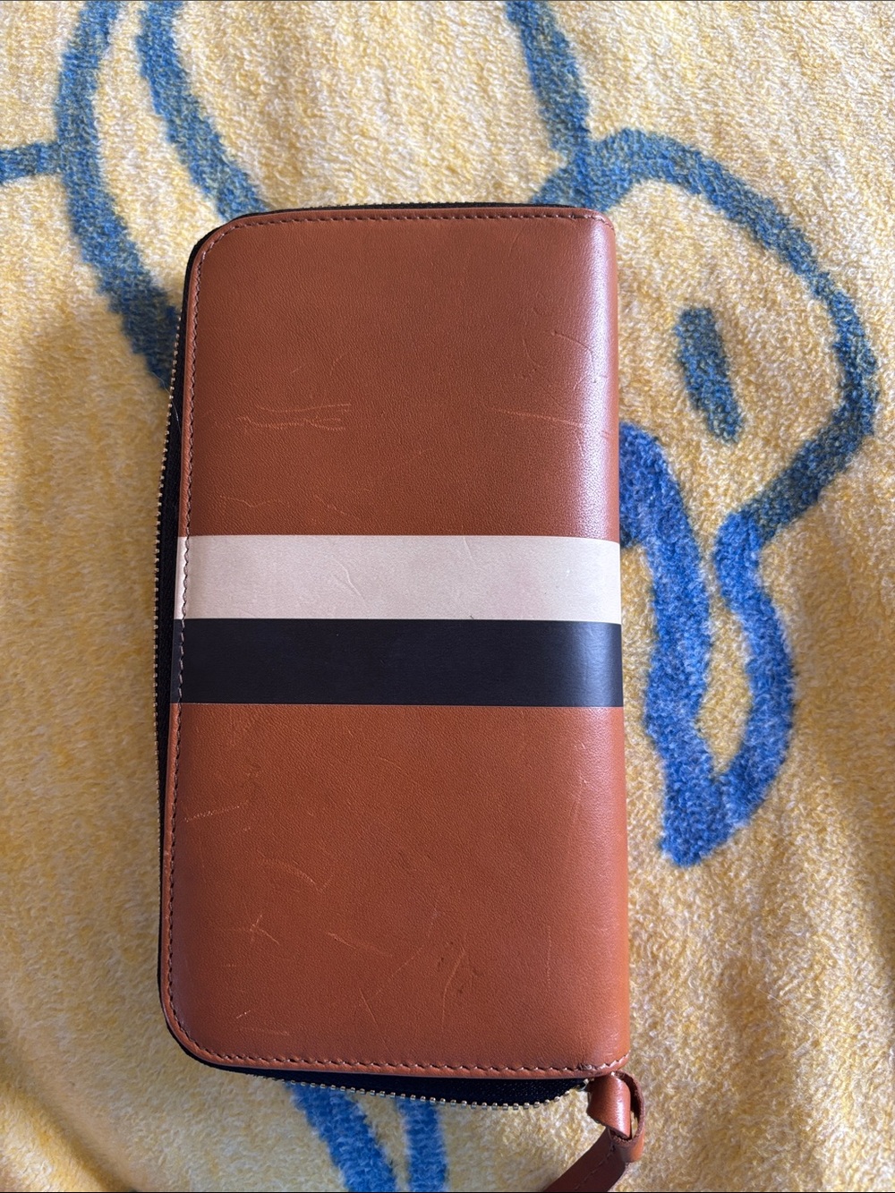 Clare v  Brown Zip Wallet with White and Black Stripe - Picture 2 of 3